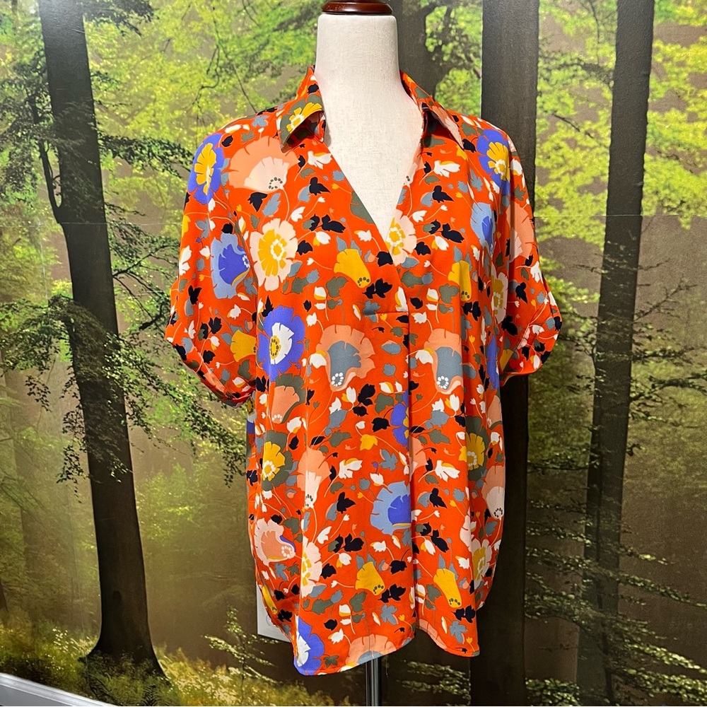 CAbi Multicolor Floral Replay Top